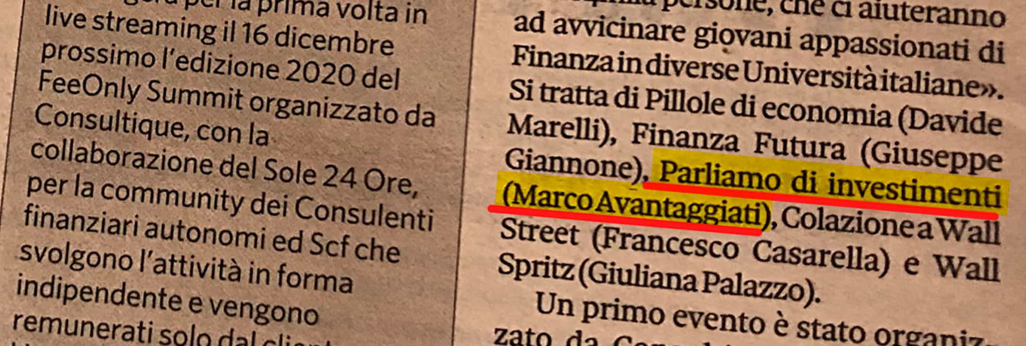 Menzione su Il Sole 24 Ore